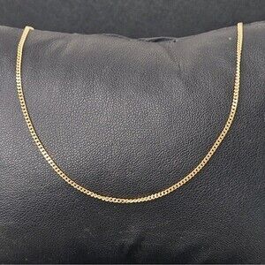 18K Yellow Gold Cuban Link Chain 1mm Necklace 16" Curb Chain 2.89 Grams, 750